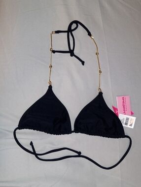 Cia Maritima Brazilian Bikini Swim Top w Lobster Claw Chain Detail Resortwear